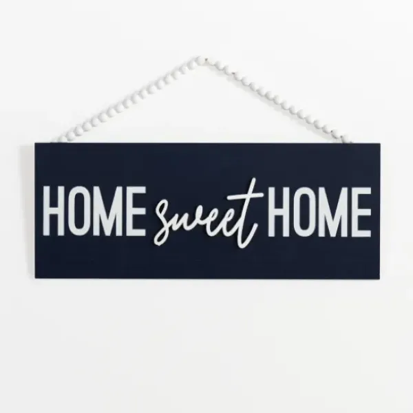 Wall Quotes & Signs-Kirkland's Home Navy Beaded Home Sweet Home Wall Plaque Blue/White