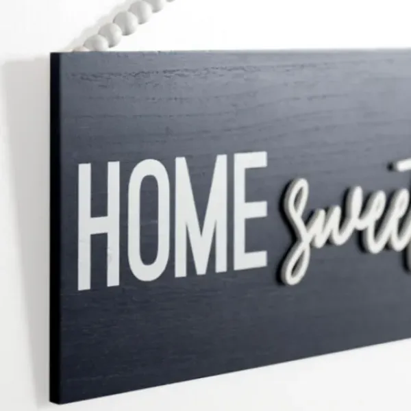 Wall Quotes & Signs-Kirkland's Home Navy Beaded Home Sweet Home Wall Plaque Blue/White