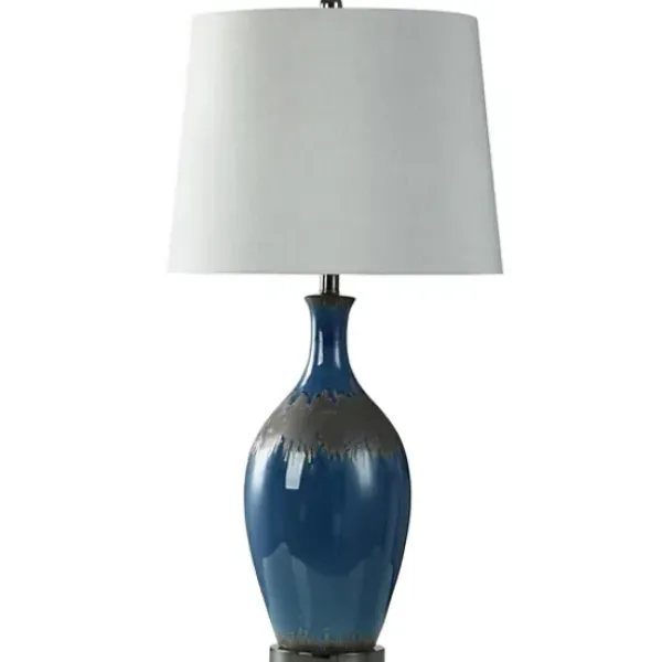 Buffet Lamps-Kirkland's Home Navy Blue Color Drip Table Lamp Gray