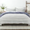 Duvets-Kirkland's Home Navy Blue Echo Stripe 3-Pc. Queen Duvet Cover Set White/Black/Blue