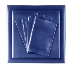 Bed Sheets-Kirkland's Home Navy Blue Satin 6-Pc. California King Sheet Set Gray