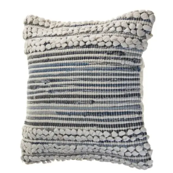 Pillows-Kirkland's Home Navy Bold Textured Pillow Blue/Ivory