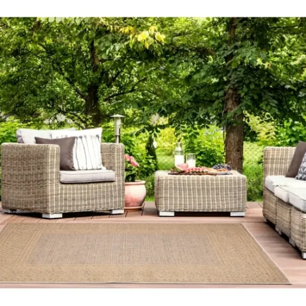 Outdoor Rugs-Kirkland's Home Navy Bordered Indoor/Outdoor Accent Rug, 2X4 Blue