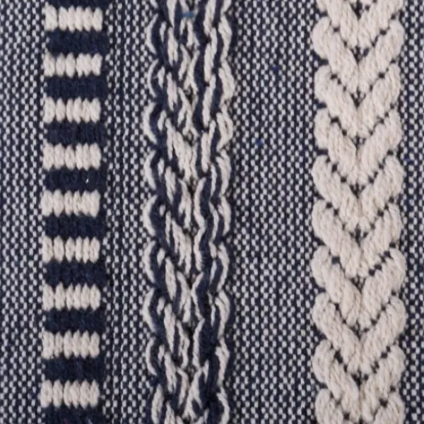 Blankets & Throws-Kirkland's Home Navy Braided Stripe Throw Blue