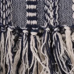 Blankets & Throws-Kirkland's Home Navy Braided Stripe Throw Blue