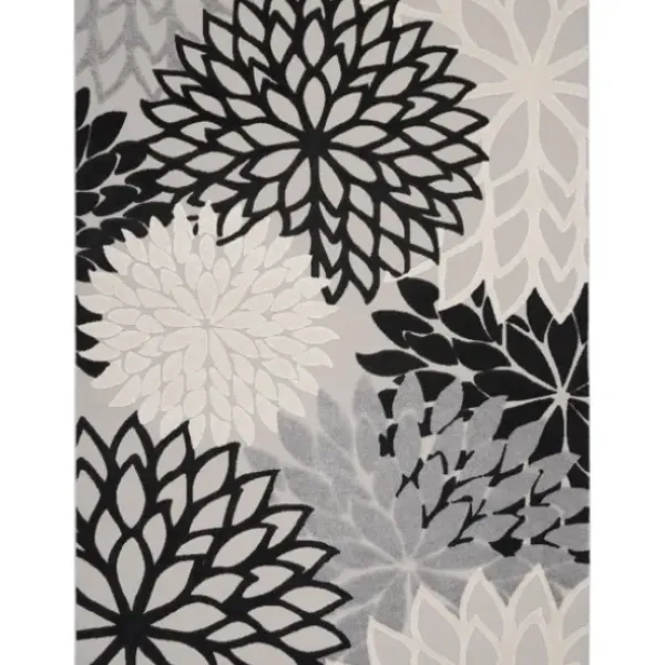 Outdoor Rugs-Kirkland's Home Navy Bright Floral Burst Outdoor Area Rug, 7X10 Blue/White/Tan