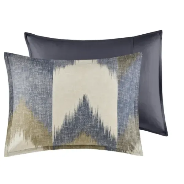 Comforters-Kirkland's Home Navy Broken Chevron 3-Pc. Full/Queen Comforter Set Blue/Gray
