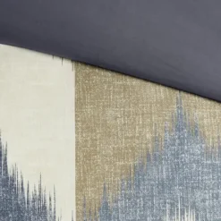 Comforters-Kirkland's Home Navy Broken Chevron 3-Pc. Full/Queen Comforter Set Blue/Gray