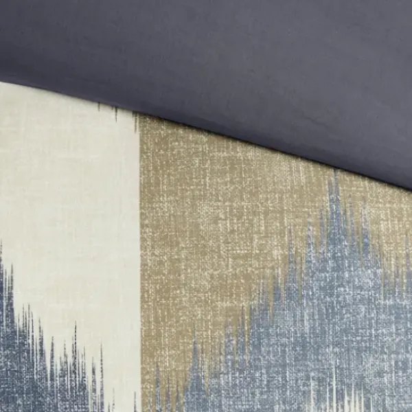 Comforters-Kirkland's Home Navy Broken Chevron 3-Pc. Full/Queen Comforter Set Blue/Gray