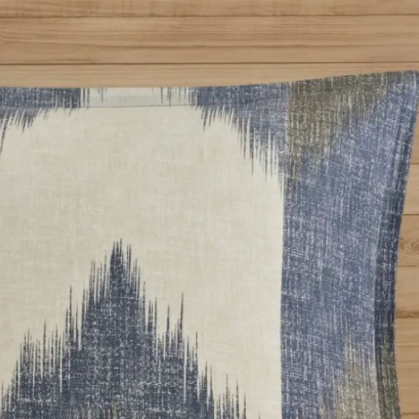 Comforters-Kirkland's Home Navy Broken Chevron 3-Pc. Full/Queen Comforter Set Blue/Gray
