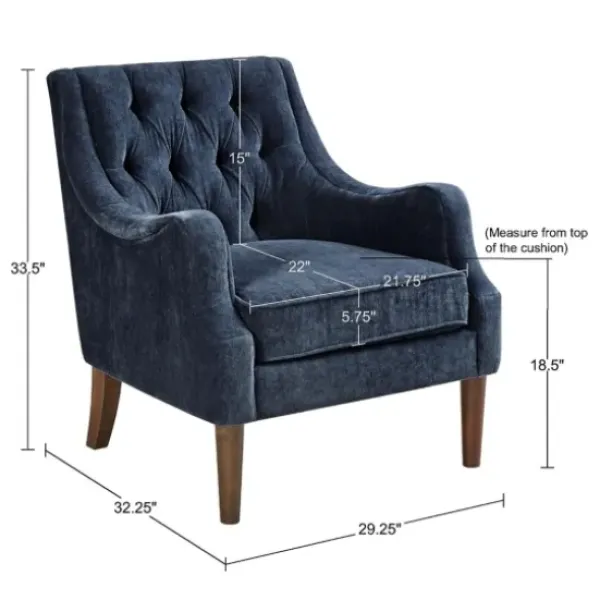 Accent Chairs-Kirkland's Home Navy Button Tufted Accent Chair Blue