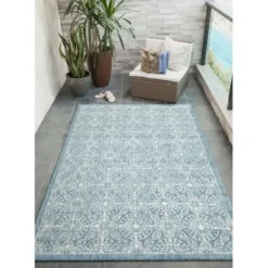 Outdoor Rugs-Kirkland's Home Navy Cabana Stripe Indoor/Outdoor Area Rug, 7X9 Blue/White