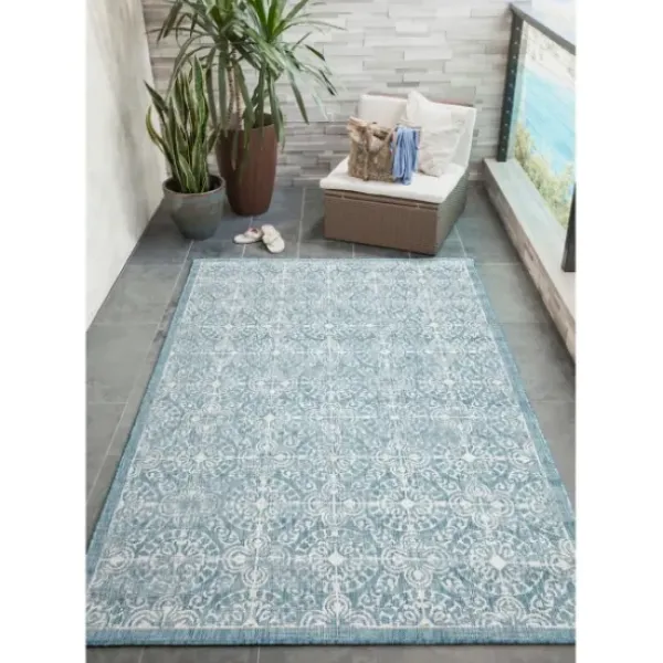 Outdoor Rugs-Kirkland's Home Navy Cabana Stripe Indoor/Outdoor Area Rug, 7X9 Blue/White