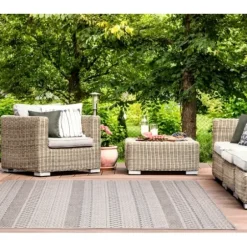 Outdoor Rugs-Kirkland's Home Navy Cabana Stripe Indoor/Outdoor Area Rug, 5X7 Blue/White