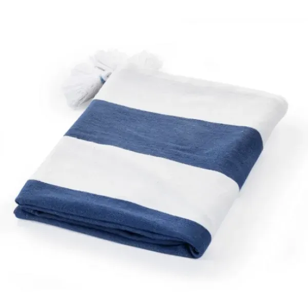 Blankets & Throws-Kirkland's Home Navy Cabana Stripe Tassel Throw Blue/White
