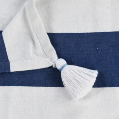 Blankets & Throws-Kirkland's Home Navy Cabana Stripe Tassel Throw Blue/White
