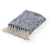 Blankets & Throws-Kirkland's Home Navy Chambray Fringe Throw Blue/White