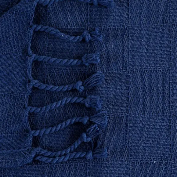 Blankets & Throws-Kirkland's Home Navy Checkered Weave Fringe Throw Blue