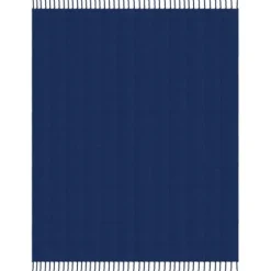Blankets & Throws-Kirkland's Home Navy Checkered Weave Fringe Throw Blue