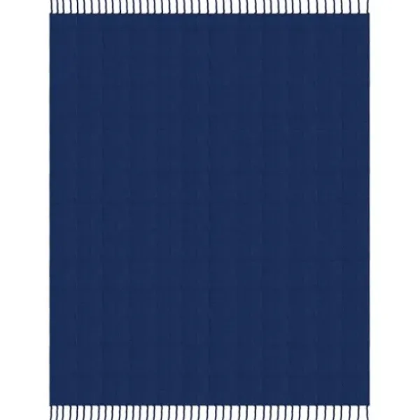 Blankets & Throws-Kirkland's Home Navy Checkered Weave Fringe Throw Blue
