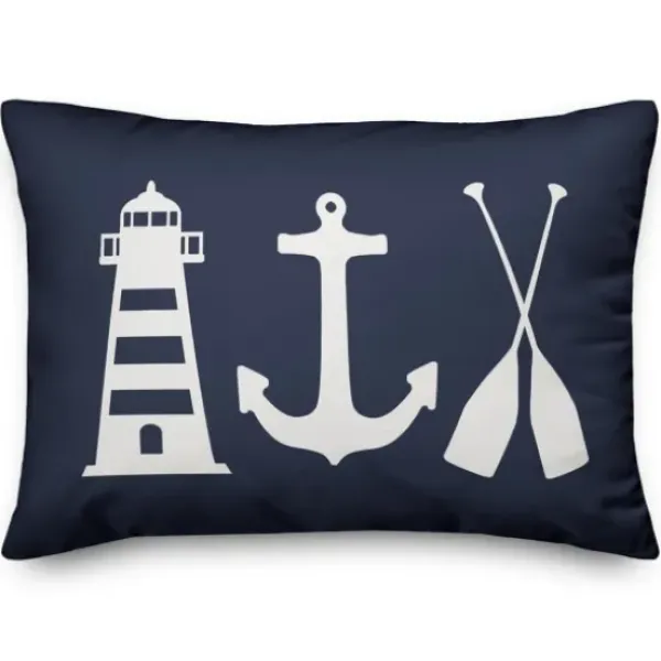 Pillows-Kirkland's Home Navy Coastal Symbols Pillow Blue