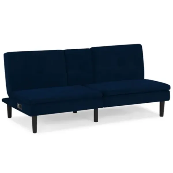 Sofas & Loveseats-Kirkland's Home Navy Console Usb Port Convertible Sofa Blue