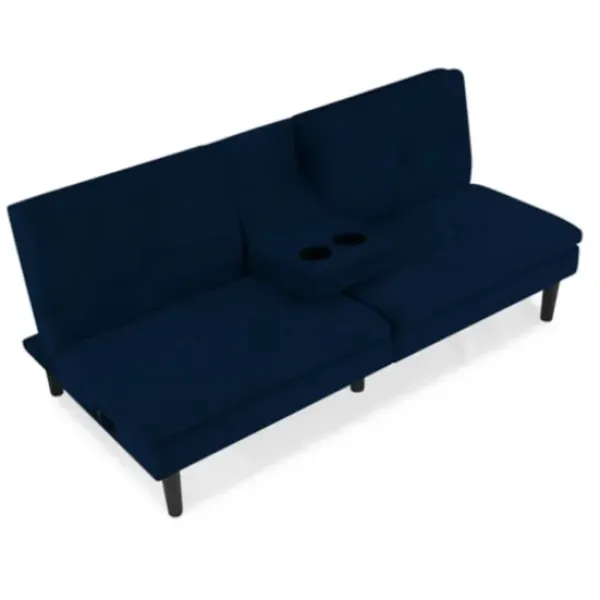 Sofas & Loveseats-Kirkland's Home Navy Console Usb Port Convertible Sofa Blue