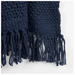 Blankets & Throws-Kirkland's Home Navy Cotton Tassel Throw Blue