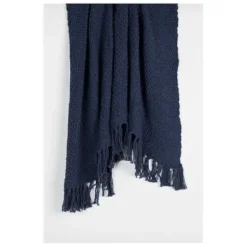 Blankets & Throws-Kirkland's Home Navy Cotton Tassel Throw Blue