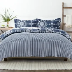 Comforters-Kirkland's Home Navy Daisy Medallion King 3-Pc. Comforter Set Blue