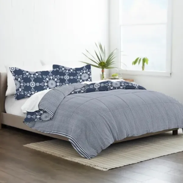Comforters-Kirkland's Home Navy Daisy Medallion King 3-Pc. Comforter Set Blue
