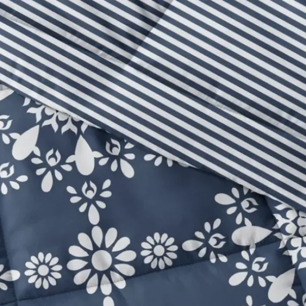 Comforters-Kirkland's Home Navy Daisy Medallion King 3-Pc. Comforter Set Blue
