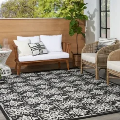 Outdoor Rugs-Kirkland's Home Navy Diamond Indoor/Outdoor Area Rug, 5X7 Blue