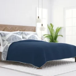 Quilts-Kirkland's Home Navy Diamond Line Reversible 2-Pc. Twin Quilt Set Blue/White