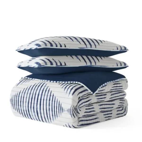 Quilts-Kirkland's Home Navy Diamond Line Reversible 2-Pc. Twin Quilt Set Blue/White