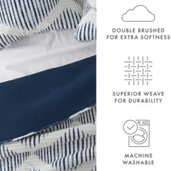 Quilts-Kirkland's Home Navy Diamond Line Reversible 2-Pc. Twin Quilt Set Blue/White