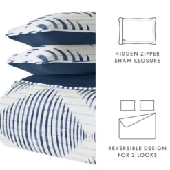 Quilts-Kirkland's Home Navy Diamond Line Reversible 2-Pc. Twin Quilt Set Blue/White
