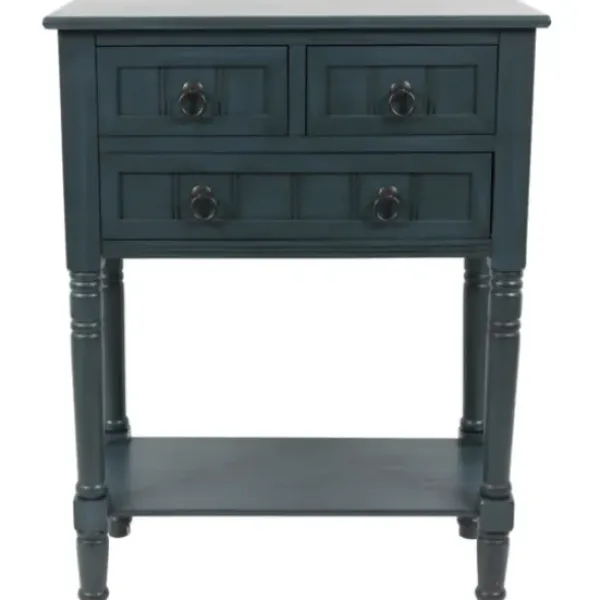 Console Tables-Kirkland's Home Navy 3-Drawer Console Table Blue