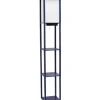 Floor Lamps-Kirkland's Home Navy Etagere Shelf Charging Floor Lamp Blue
