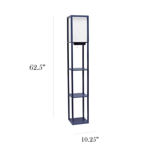Floor Lamps-Kirkland's Home Navy Etagere Shelf Charging Floor Lamp Blue