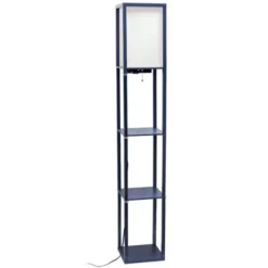 Floor Lamps-Kirkland's Home Navy Etagere Shelf Charging Floor Lamp Blue
