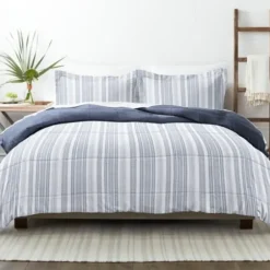 Comforters-Kirkland's Home Navy Farmhouse Dreams King 3-Pc. Comforter Set Blue/White