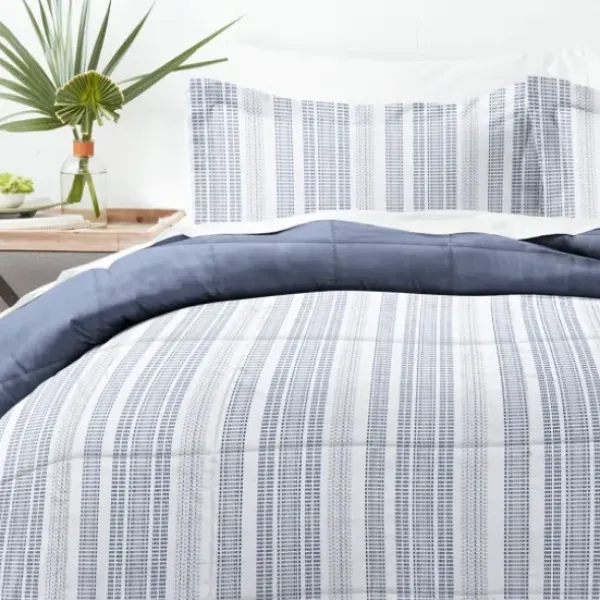 Comforters-Kirkland's Home Navy Farmhouse Dreams King 3-Pc. Comforter Set Blue/White