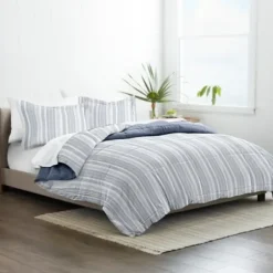 Comforters-Kirkland's Home Navy Farmhouse Dreams Queen 3-Pc. Comforter Set White/Blue