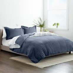 Comforters-Kirkland's Home Navy Farmhouse Dreams Queen 3-Pc. Comforter Set White/Blue