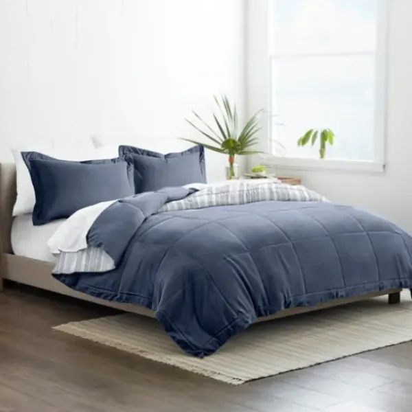 Comforters-Kirkland's Home Navy Farmhouse Dreams Queen 3-Pc. Comforter Set White/Blue