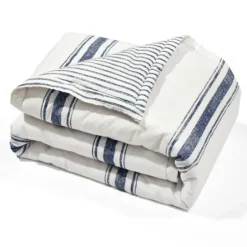 Blankets & Throws-Kirkland's Home Navy Farmhouse Stripe Throw Blue