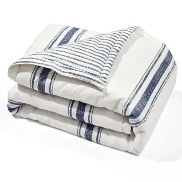 Blankets & Throws-Kirkland's Home Navy Farmhouse Stripe Throw Blue