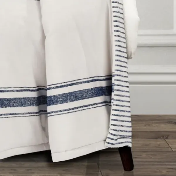 Blankets & Throws-Kirkland's Home Navy Farmhouse Stripe Throw Blue