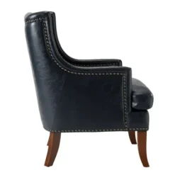 Accent Chairs-Kirkland's Home Navy Faux Leather Wingback Accent Chair Blue